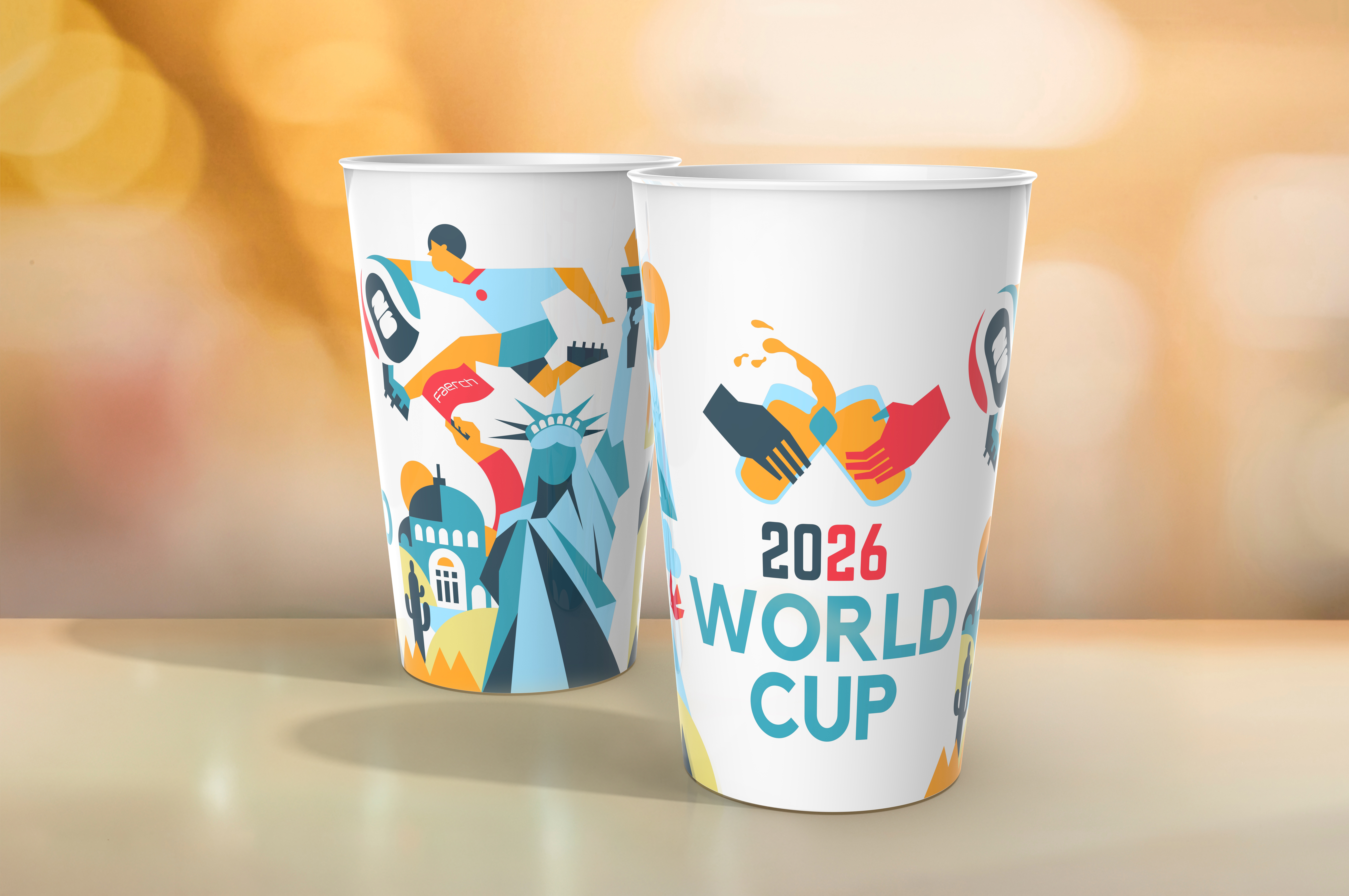 White reusable PP cups for World Cup